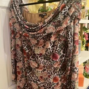 Fashion Nova Floral and Leopard Print Dress